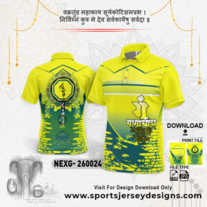 NEXG-260024 Ganesha Festival Design for Sublimation Print: Lemon Yellow And Bottel Green