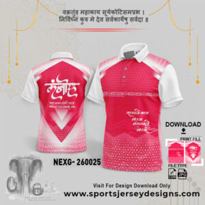 NEXG-260025 Ganesha Festival Design for Sublimation Print: Dark Pink And White