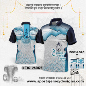 NEXG-260026 Ganesha Festival Design for Sublimation Print: Navy Blue And Grey