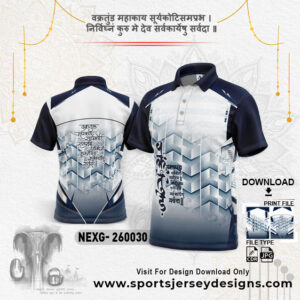 NEXG-260030 Ganesha Festival Design for Sublimation Print: Navy Blue And White