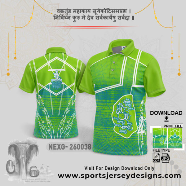 NEXG-260038 Ganesha Festival Design for Sublimation Print: Green And Rama Green