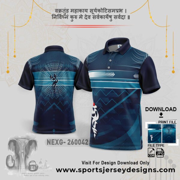 NEXG-260042 Ganesha Festival Design for Sublimation Print: Navy Blue And Dark India Blue