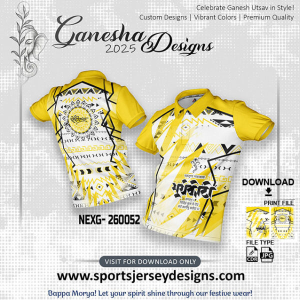 NEXG- 260052  Ganesha Festival Design for Sublimation Print: Gold Yellow And White