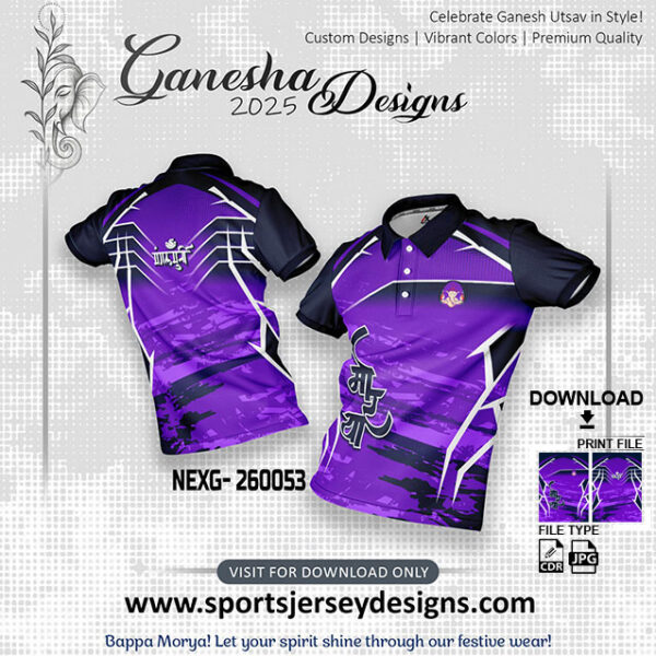 NEXG- 260053 Ganesha Festival Design for Sublimation Print: Purple And Navy Blue
