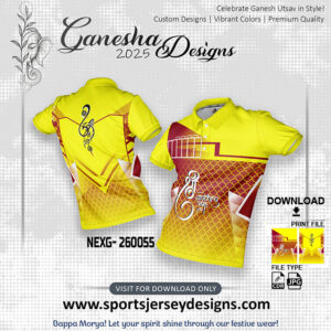 NEXG- 260055  Ganesha Festival Design for Sublimation Print: Lemon Yellow And Maroon