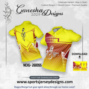 NEXG- 260055  Ganesha Festival Design for Sublimation Print: Lemon Yellow And Maroon