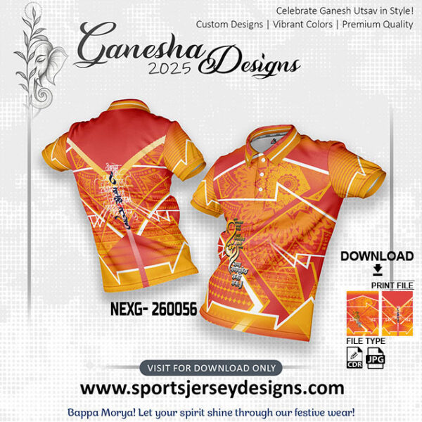 NEXG- 260056  Ganesha Festival Design for Sublimation Print: Gold Yellow And Orange