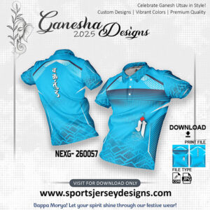 NEXG- 260057  Ganesha Festival Design for Sublimation Print: Sky Blue And Grey