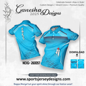 NEXG- 260057  Ganesha Festival Design for Sublimation Print: Sky Blue And Grey