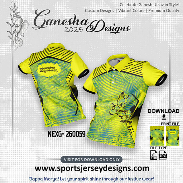 NEXG- 260059  Ganesha Festival Design for Sublimation Print: Lemon Yellow And Black