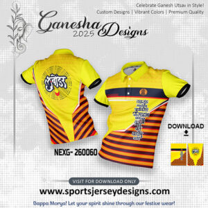 NEXG- 260060  Ganesha Festival Design for Sublimation Print: Yellow And Navy Blue