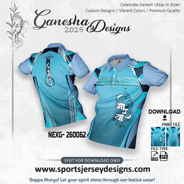 NEXG- 260062  Ganesha Festival Design for Sublimation Print: Air Force And Sky Blue