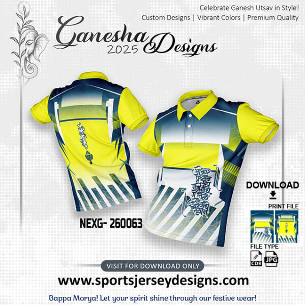 NEXG- 260063  Ganesha Festival Design for Sublimation Print: Air Force And Lemon Yellow