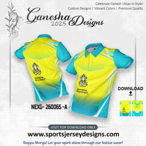 NEXG- 260065  Ganesha Festival Design for Sublimation Print: Lemon Yellow And Firozi