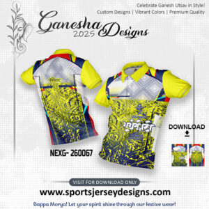NEXG- 260067  Ganesha Festival Design for Sublimation Print: Lemon Yellow And Aqua Blue
