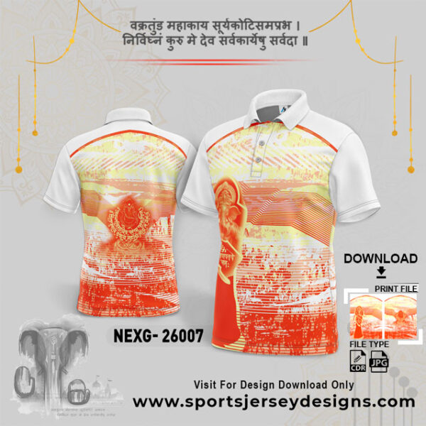 NEXG- 26007 Ganesha Festival Design for Sublimation Print: Orange And White
