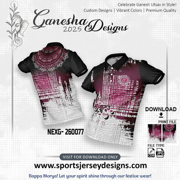 NEXG- 260077 Ganesha Festival Design for Sublimation Print: Rani Pink And Black