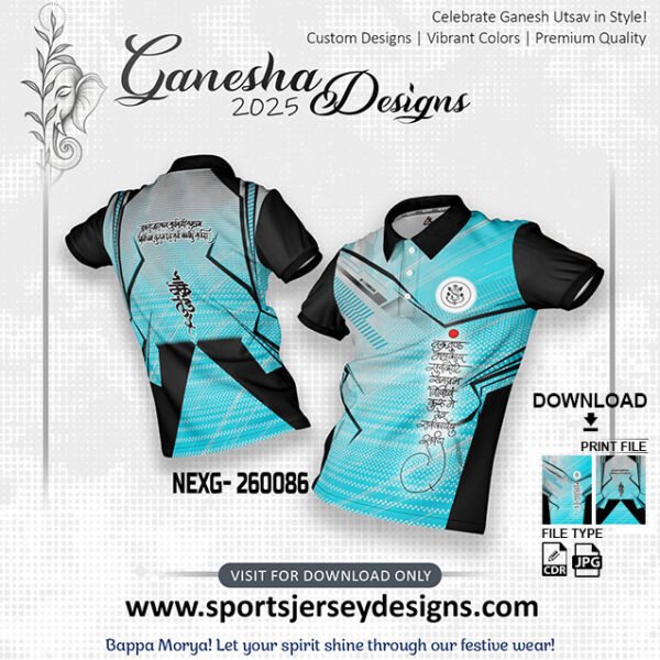 NEXG- 260086 Ganesha Festival Design for Sublimation Print: Blue And Black