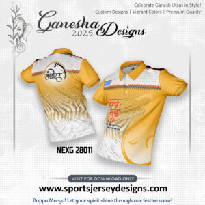 NEXG 28011 Ganesha Festival Design for Sublimation Print: Gold Yellow And White
