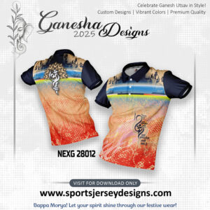 NEXG 28012 Ganesha Festival Design for Sublimation Print: Orange And Navy Blue