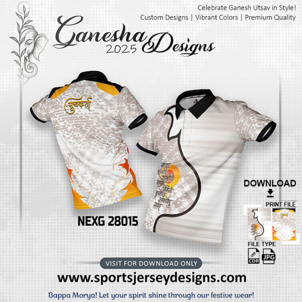NEXG 28015 Ganesha Festival Design for Sublimation Print: Grey And White