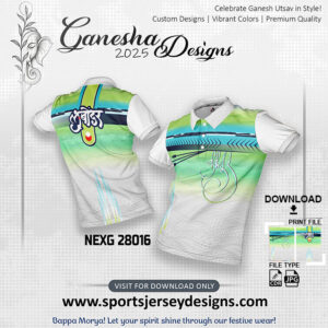 NEXG 28016 Ganesha Festival Design for Sublimation Print: Green And White