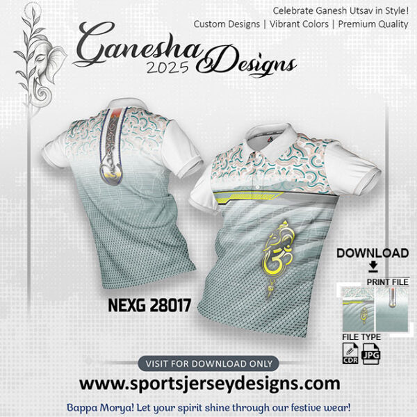 NEXG 28017 Ganesha Festival Design for Sublimation Print: Mint Green ,White And Textures