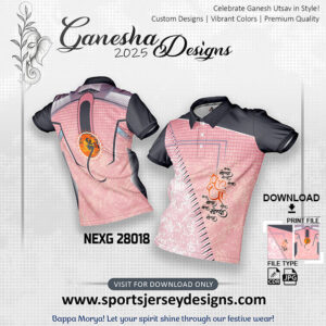 NEXG 28018 Ganesha Festival Design for Sublimation Print: Peach And Grey