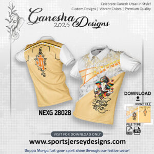 NEXG 28028 Ganesha Festival Design for Sublimation Print: Gold Yellow And White