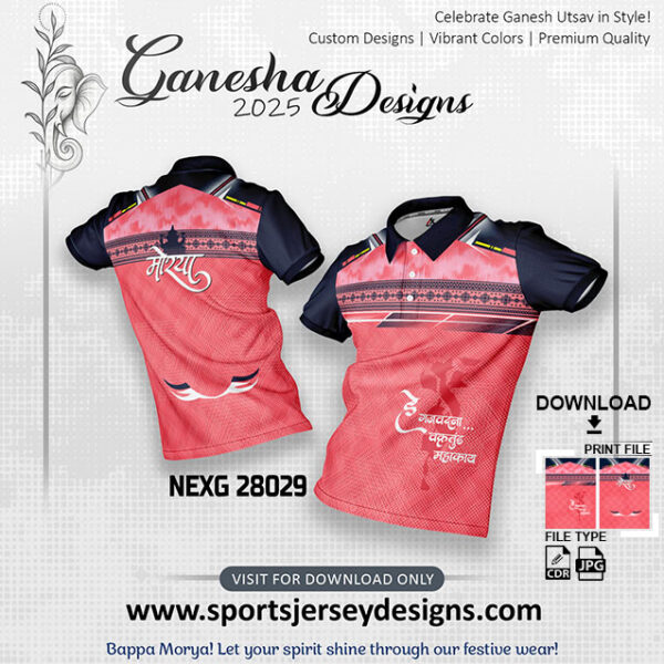 NEXG 28029 Ganesha Festival Design for Sublimation Print: Pink And Navy Blue