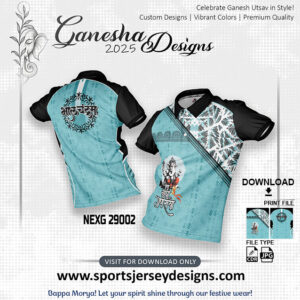 NEXG 29002 Ganesha Festival Design for Sublimation Print: Light Blue and Black
