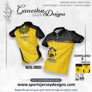 NEXG 29003 Ganesha Festival Design for Sublimation Print: Bold Yellow And Black