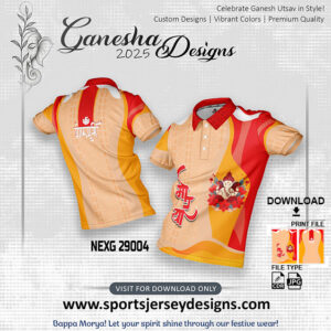 NEXG 29004 Ganesha Festival Design for Sublimation Print: Peach And Red