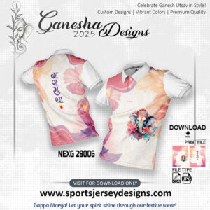 NEXG 29006 Ganesha Festival Design for Sublimation Print: Peach And White
