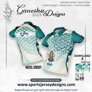 NEXG 29007 Ganesha Festival Design for Sublimation Print: Bisleri Green And Off White