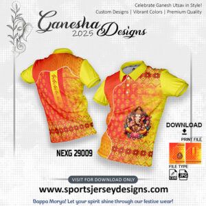 NEXG 29009 Ganesha Festival Design for Sublimation Print: Orange And Yellow