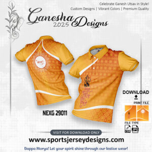 NEXG 29011 Ganesha Festival Design for Sublimation Print: Gold Yellow And White