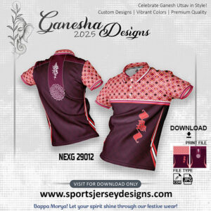 NEXG 29012 Ganesha Festival Design for Sublimation Print: Maroon And Coral Red