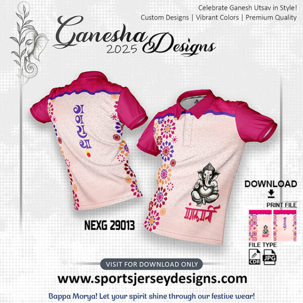 NEXG 29013 Ganesha Festival Design for Sublimation Print: Peach And Magenta
