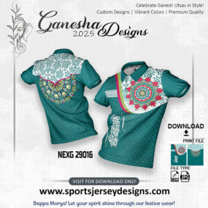 NEXG 29016 Ganesha Festival Design for Sublimation Print: Rama Green And White
