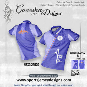 NEXG 29020 Ganesha Festival Design for Sublimation Print: Light Purple And White