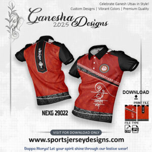 NEXG 29022 Ganesha Festival Design for Sublimation Print: Red And Black