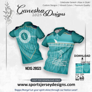NEXG 29023 Ganesha Festival Design for Sublimation Print: Rama Green And White