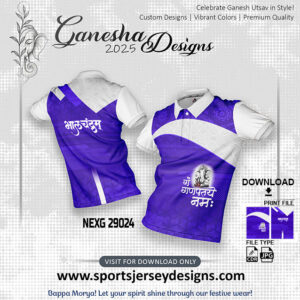 NEXG 29024Ganesha Festival Design for Sublimation Print: Purple And White