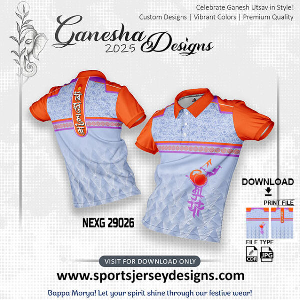 NEXG 29026 Ganesha Festival Design for Sublimation Print: Grey And Orange