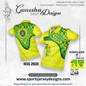 NEXG 29028 Ganesha Festival Design for Sublimation Print: Yellow And Green