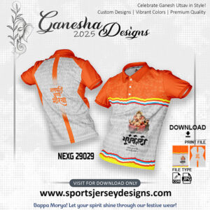 NEXG 29029 Ganesha Festival Design for Sublimation Print: Grey And Orange