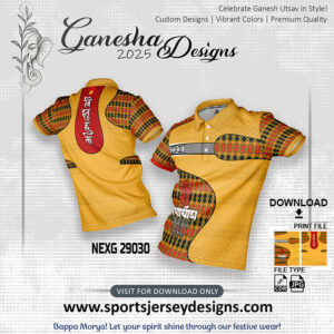 NEXG 29030 Ganesha Festival Design for Sublimation Print: Gold Yellow And Black