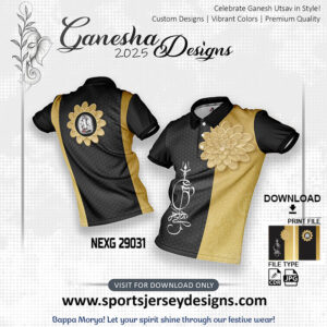 NEXG 29031 Ganesha Festival Design for Sublimation Print: Gold And Black