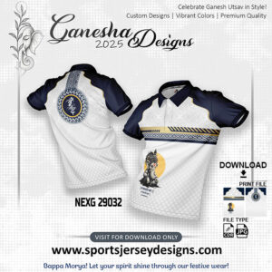 NEXG 29031 Ganesha Festival Design for Sublimation Print: Navy Blue And White
